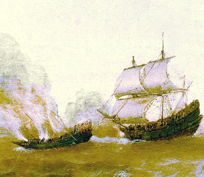 A Naval Encounter Between the Dutch and Spanish